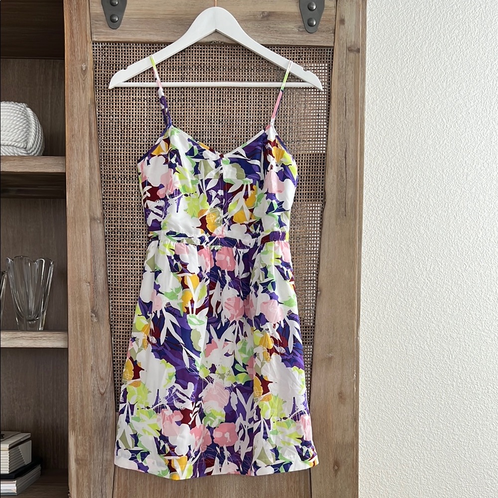 J. Crew Floral Mini Dress - Purple, Pink, Yellow